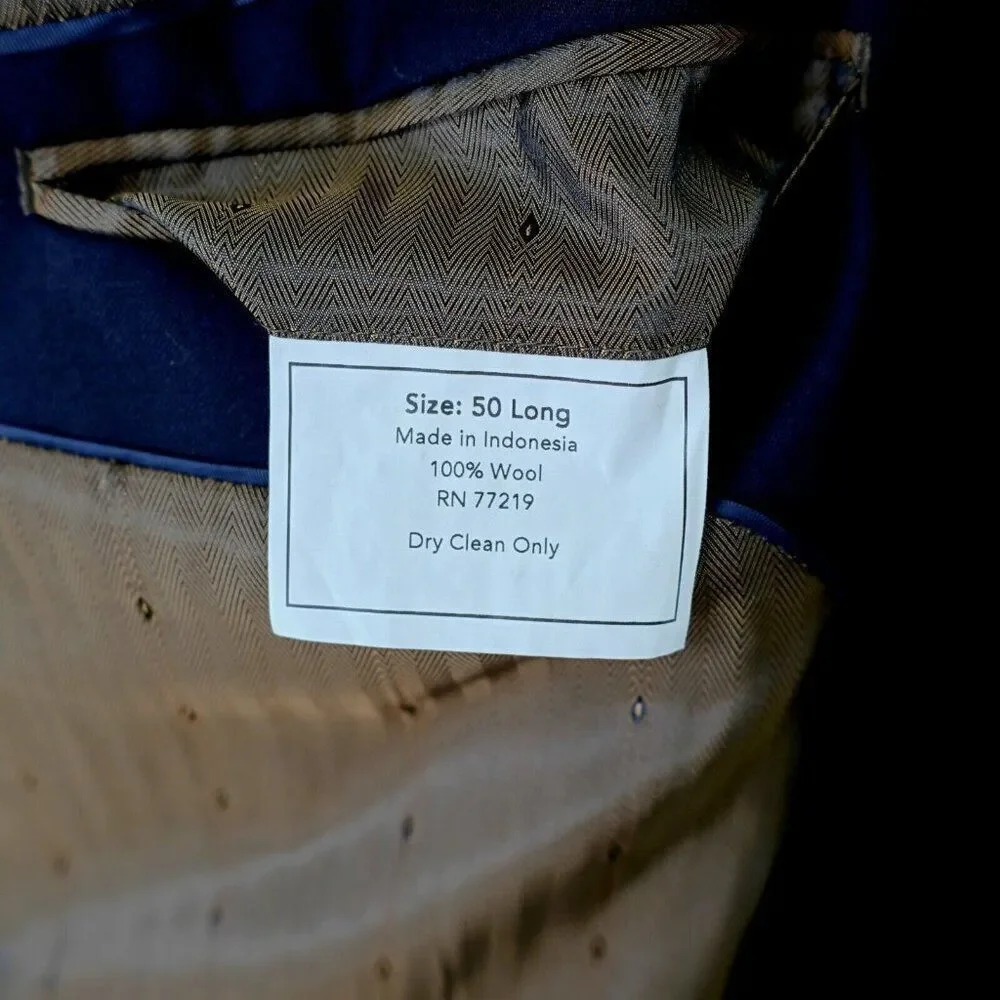 Joseph & Feiss Gold Blue Wool 48L Or Slim 50L 2 Button Suit Jacket‎ / Blazer